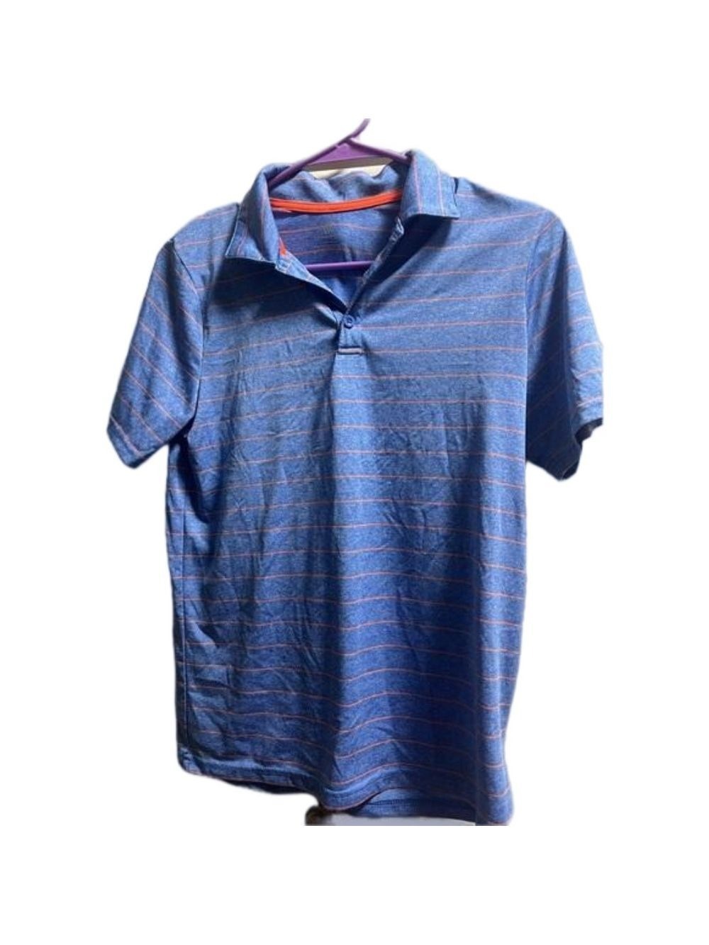 CHAMPION large boys polo shirt. Blue and orange, size large